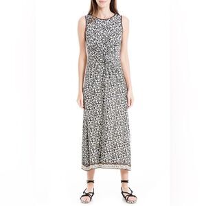 Max Studio Floral Twist Front Jersey Midi Dress